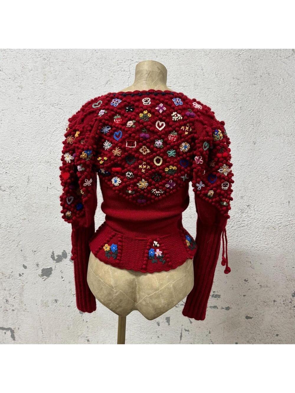 Ultra-Rare Michaela Buerger Lena Hoschek Red Anniversary Cardigan Cashmere 10/25 - Picture 5 of 8